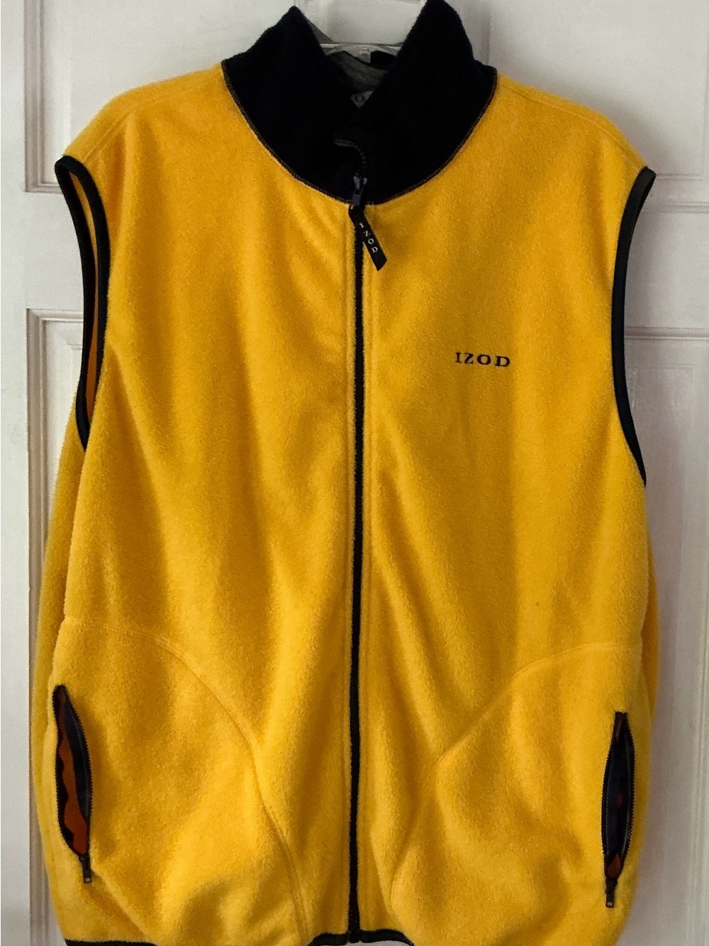 IZOD Men's Yellow Fleece Vest with Black Trim LARGE